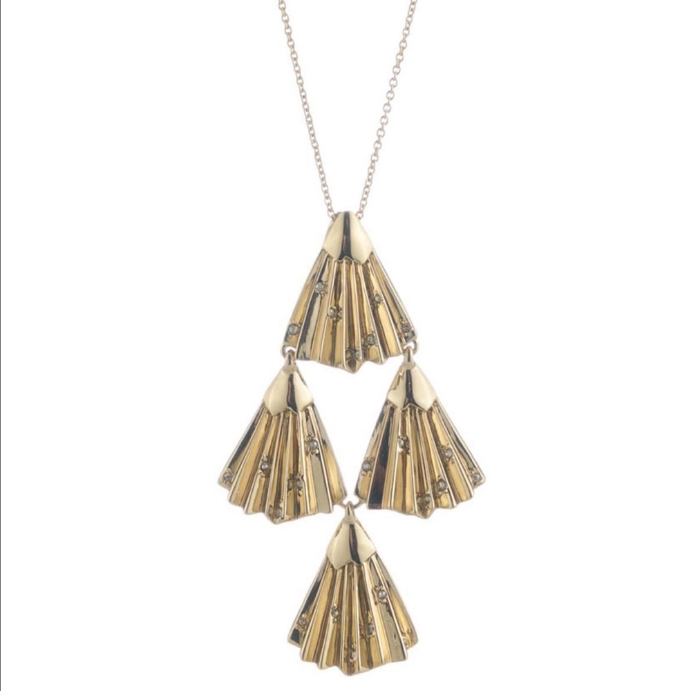 Alexis Bittar Crystal Tiered Fan Pendant Necklace